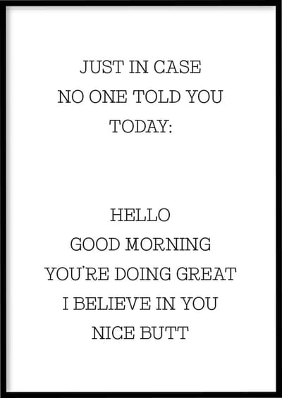 Poster Just In Case - 30x40 cm - Quotes poster - Exclusief fotolijst – WALLLL