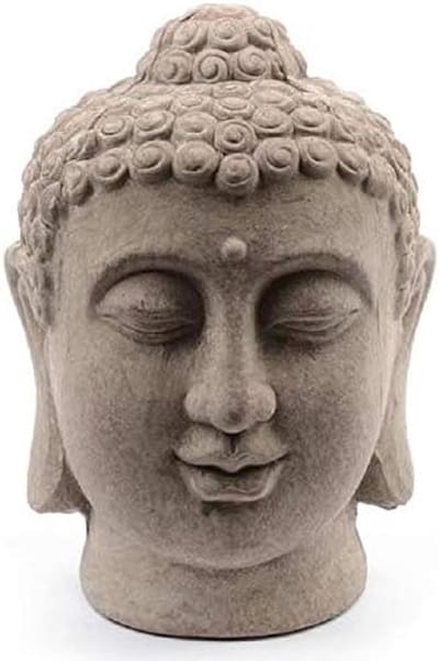 Grote Boeddha Hoofd Beeldje Grijs - Decoratie voor Huis, Yoga & Zen Meditatie (18cm)