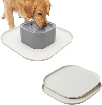 Voermatten voor honden en katten, vierkante voerbak, antislip, gemakkelijk te reinigen voerbakonderlegger, geschikt voor levensmiddelen (crème, 26 x 26 cm)