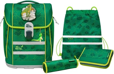 McNeill Schooltas McLight 2 Schoolbag Set 6-delig Dino Groene