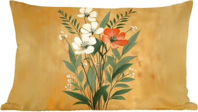 Sierkussens - Kussentjes Woonkamer - 60x40 cm - Bladeren - Boeket - Bloemen - Geel