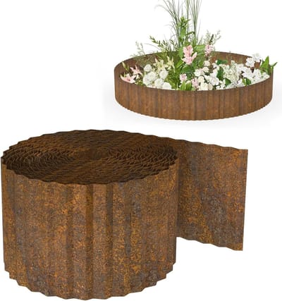 Tuinrand Metaal - Bloemperkrand Flexibel - Gazon Afscheiden - Eenvoudige Installatie - 30cm x 3m - Roestkleurig