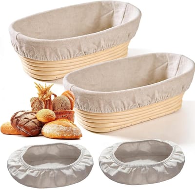 Brood Bakvormen - Rijsmanden - Brood Bakken - Met Linnen - 25 cm - Beige