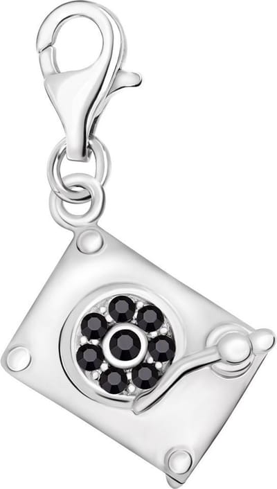 Quiges – 925 - Zilver – Charm - Bedel - Hanger - 3D DJ Muziek Tafel - met – sterling - zilver - karabijnslot - geschikt - voor - Bedelarmband HC290