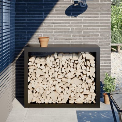 Houtrek - Houtopslag Standaard - Brandhout Opslaan - Verhoogd Ontwerp - 100x40x80 cm - Zwart