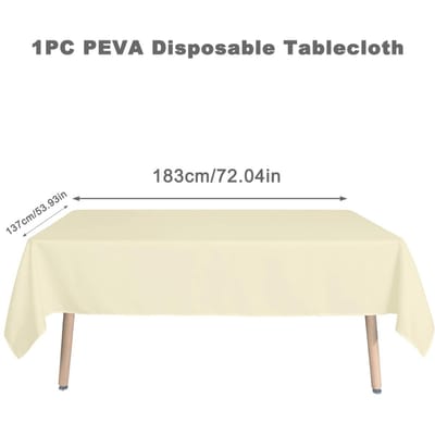 Rechthoekige PEVA Tafelkleed Tafelkleed Overlays Bruiloft Kerst Babyborrel Verjaardag Evenementen Banket Decor Thuis Eettafel beige