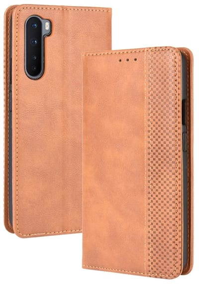 Coverup Hoesje - Geschikt voor OnePlus Nord Hoesje - Coverup Vintage Style Book Case - Bruin