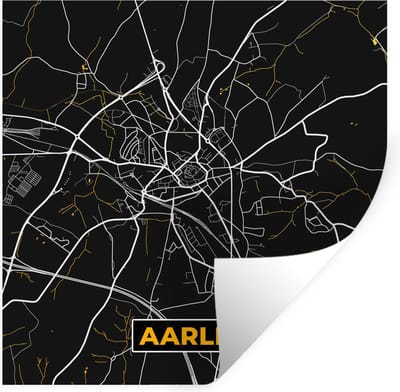 Muurstickers - Sticker Folie - Aarlen - Plattegrond - Goud - Kaart - Stadskaart - 100x100 cm - Plakfolie - Muurstickers Kinderkamer - Zelfklevend Behang XXL - Zelfklevend behangpapier - Stickerfolie