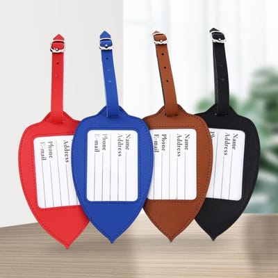 4 Stuks Leer Reisetiket Veiligheidsblad Bagagelabel, Bagagelabel Bagage Check Label