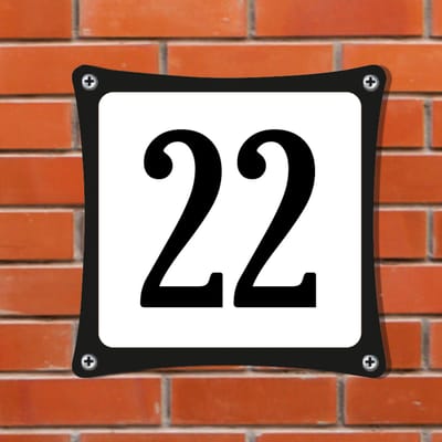 Decoporta Huisnummerbord Emaille-Look - Nummer 22 - Standaard - 10 x 10 cm | incl. schroeven