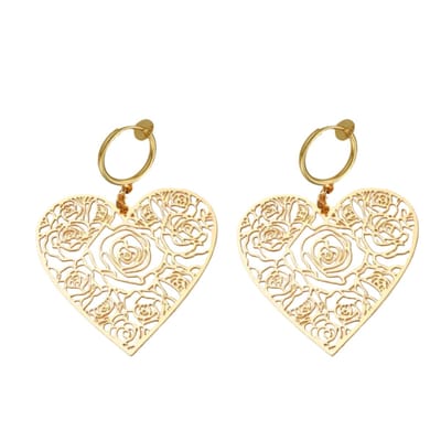 Klem oorbellen- filigraan- hart-goudkleur- geen gaatje-Charme Bijoux