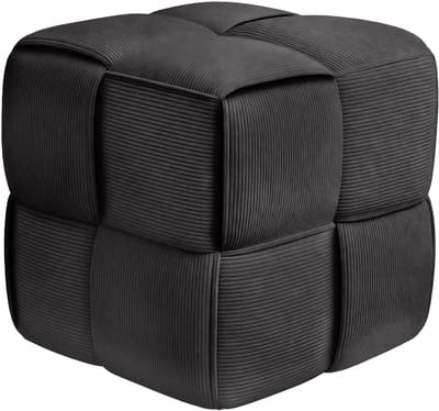 CLP Poef Forinta - hocker - vierkant - modern ontwerp - comfortabele zitting - voetensteun - zitkubus - corduroy stof - donkergrijs