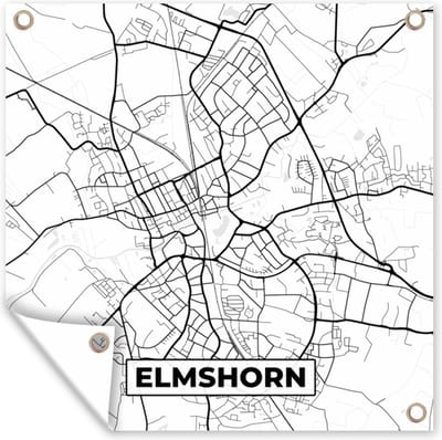 Tuin poster Plattegrond - Kaart - Stadskaart - Elmshorn - 200x200 cm - Tuindoek