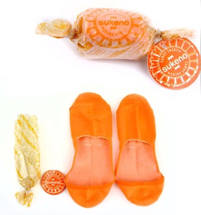 Kousenvoetjes in vorm van een snoepje - 1 paar - Oranje