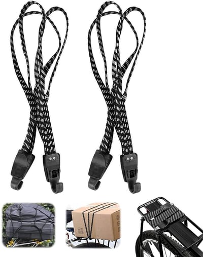 SPHProducts - Fietsriem - Elastische bagageband - Eenvoudige bevestiging - Zwart - Touw met haak - Voor fiets en motorfiets - 2-pack