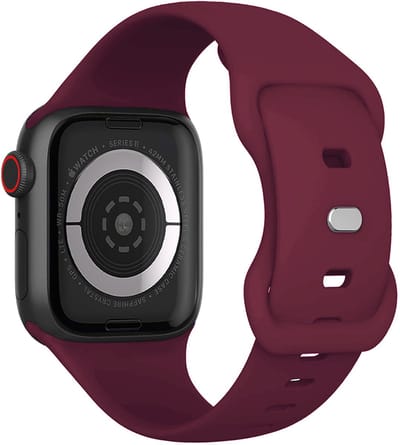 Bandje Geschikt voor Apple Watch 1, 2, 3, 4, 5, 6, 7, 8, 9, 10, 11, SE - 42/44/45/46 mm Bandje Siliconen Horloge Band Verstelbaar - Smartwatch Bandje Siliconen - Donkerrood