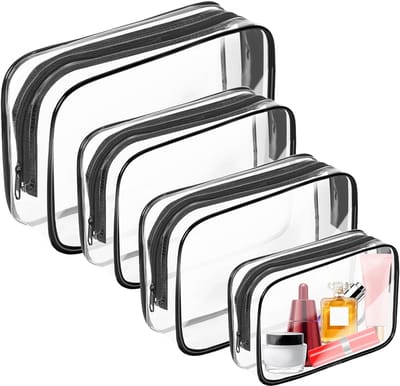 Doorzichtige Toilettas Set - 4 stuks - Transparante Toilettas - Reistas voor Toiletartikelen - Draagbare toilettas met ritssluiting - Doorzichtige Etui - Travel Organizer - Make-Up Tas - PVC cosmetische tas - Waterdicht - Reisset - vier maten