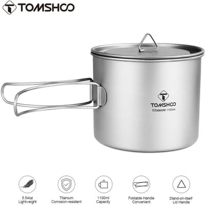 TOMSHOO 1100ml Titanium Ultralichte Outdoor Campingbeker 12.5*10 cm blue