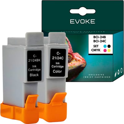Evoke compatibele inkt voor Canon Bci-24 Bci24 Bci-24Bk Bci-24C 2X:K/Cmy Pixma Ip1000 Ip1500 Ip2000 Mp110 Mp130 ; I250 I255 I320 I350 I355 I450 I455 I470D ; Bjc-2000 2100 2115 2120,4000 4100 4200 4300