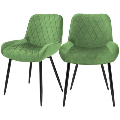 Eetkamerstoelen met rugleuning & armleuning set van 2 salie fluwelen bekleding met metalen poten ML design