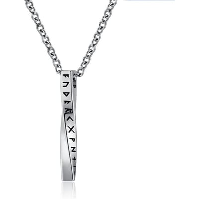 Noordse Viking Script Mobius Titanium Stalen Ketting met een Neutrale en Minimalistische Stijl gray