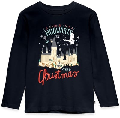 Harry Potter Kerstmis Ik Blijf Liever Op Hogwarts Premium T-Shirt Kinderen
