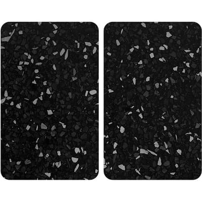 Fornuisafdekplaat Universal Terrazzo, set van 2 kookplaten voor alle warmtebronnen van gehard glas, fornuisafdekplaten ook als snijplank te gebruiken, hygiënisch, kras- en slagvast, 30 x 52 cm