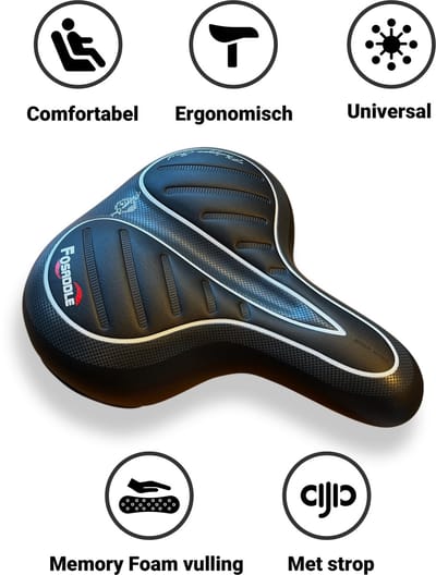 Philippe Sail Fietszadel Black Ribbed, stijlvol en comfortabel zadel voor veel fietsplezier, ergonomisch, zacht, GEL zadel