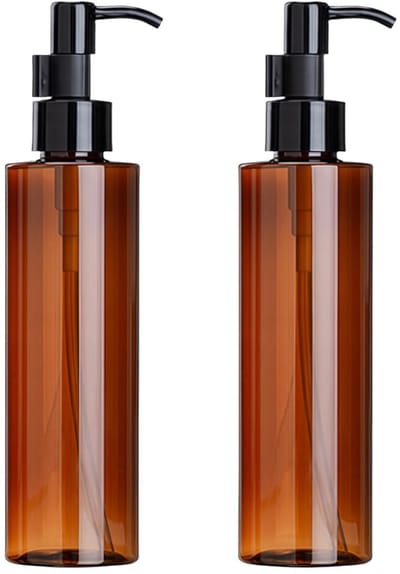 Dailygoods- Lotionflessen 200ml - Pompflessen/Hervulbaar - Amberkleurig - Lekvrij - Cosmetische Containers - Compacte Vorm