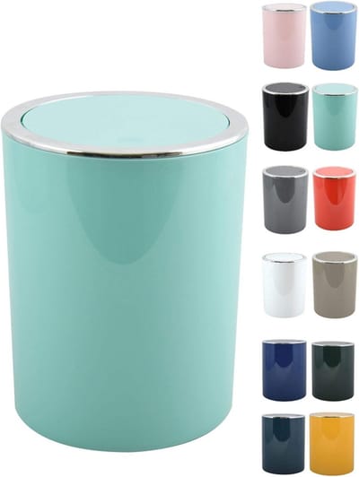 Kleine Kunststof Pedaalemmer 6 Liter Pastelgroen met Kanteldeksel voor Badkamer of Toilet