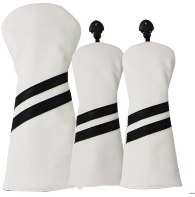Golf Club Headcover Double-Stripe - Golfclub Covers - Wit- Headcovers-Golf Spullen- Driver, Hybride, Fairway wood