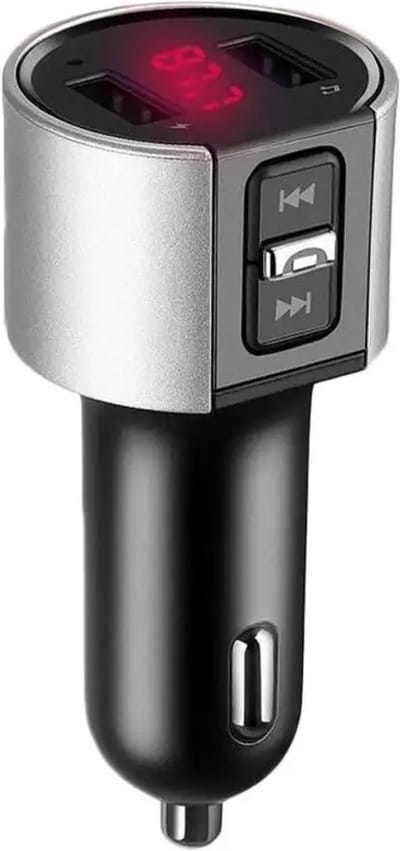 DrPhone BC27 – Draadloze FM Transmitter - Dual USB Snelle Autolader – Handsfree Bellen – 2 USB Poorten – Autolader - Zilver