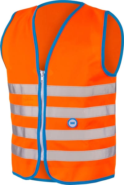 Wowow Veiligheidshesje kind met rits EN 1150 - Fun Fietsjas - Maat XL (11-14 jr) - Unisex - oranje/blauw/zilver