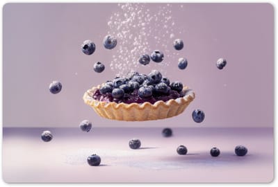 Placemats 45x30 cm - Placemat kunststof - 1 stuk - Eten - Taart - Bessen - Blauw - Borden onderleggers - Decoratie voor op tafel - Keuken tafeldecoratie accessoires - Vinyl onderlegger - Tafelversiering