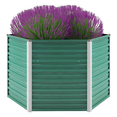 vidaXL - Plantenbak - verhoogd - 129x129x77 - cm - gegalvaniseerd - staal - groen