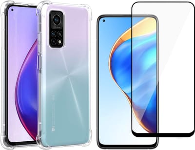 Hoesje geschikt voor Xiaomi Mi 10T Pro - Transparant Shock Proof Cover Case + Screenprotector Tempered Glass Full Screen Protector Glas
