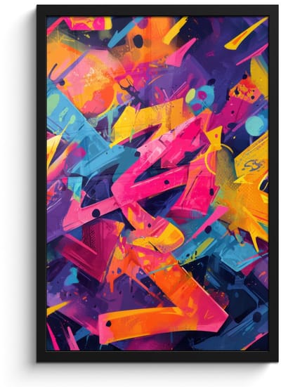 Poster in lijst - Fotolijst 40x60 cm - Posters - Abstract - Vormen - Kleurrijk - Posterlijst zwart - Decoratie - Wanddecoratie woonkamer - Muurdecoratie slaapkamer
