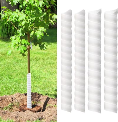 4 stuks - Plastic spiraalvormige boombeschermers - Spiraalvormige schorsbeschermingsbuizen - Boomstambeschermers - Voor het beschermen van boomschors tegen herten, katten en knaagdieren - Eenvoudig te installeren - Wit