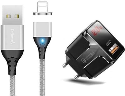 DrPhone OPS 2 Magnetische Lightning Kabel 2M + 18W USB-C PD Thuislader met LED Display