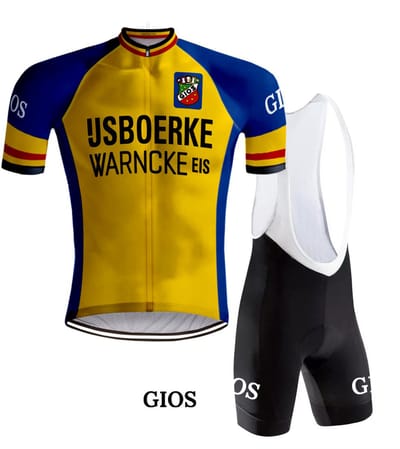 Retro Wielertenue IJsboerke Warncke geel - REDTED - L