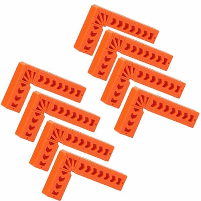 Dailygoody - Positioneringsvierkanten - Haakse klemmen - Stevig en handig - Oranje - Voor fotolijsten en kasten - Perfect voor houtbewerking en doe-he...