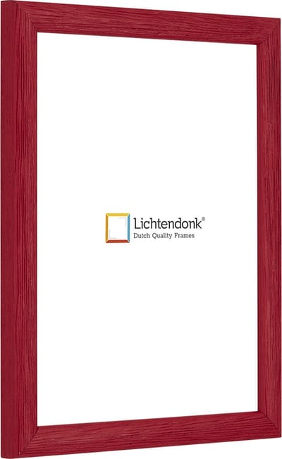 Fotolijst - Fotokader - Rood - Halfrond met zichtbare houtnerf - Fotomaat 15x22 - Ontspiegeld glas - Art.nr. 1055006415221