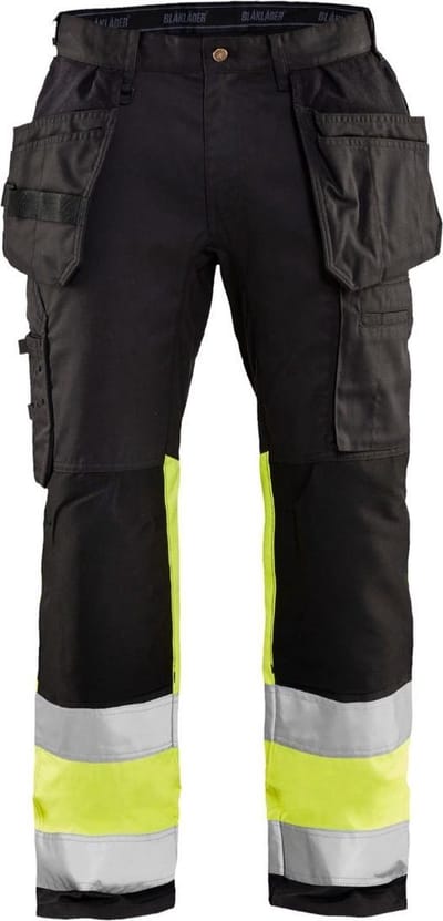 Blaklader High Vis werkbroek met stretch 1558-1811 - Zwart/High Vis Geel - C46