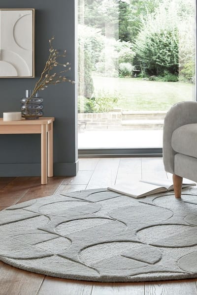 Flycarpets Gigi Rond Modern Wol - Geo Vloerkleed - Grijs - 160x160 cm