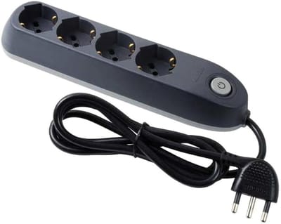 Thuys – Elektrische Stekkerdoos Poker – 4 Universele Stopcontacten – Schuko P40 – 1,5 m Kabel – 16A / 3500W – Grijs