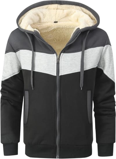 Heren Hoodie met Rits en Fleece Voering - Warme Trui met Capuchon voor Koudere Dagen