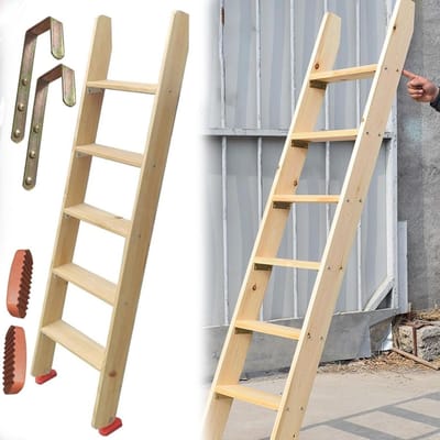 Ladder voor stapelbed - Houten opstapkruk - Veilig bed bereiken - Extra brede treden - 44 cm breed - Houtkleur