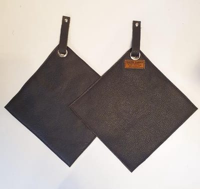 Toetie & Zo Handgemaakte leren Pannenlappen - Zwart - Set van 2 stuks