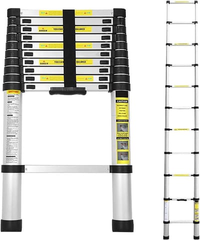 Telescoopladder Aluminium - Uittrekbare Ladder - Huishoudelijk Gebruik - Antislip Treden - 11 Treden