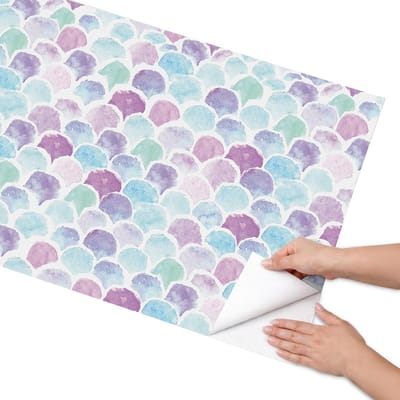 Coloray Meubel Wrap Folie - Paars Meubelfolie - 65x130 cm - Decoratiefolie Zelfklevend Aquarel schubben - Meubelfolie Zelfklevend - Waterverf Meubelfolie - Wrapfolie Keuken - Wanddecoratie - Achtergronden en patronen
